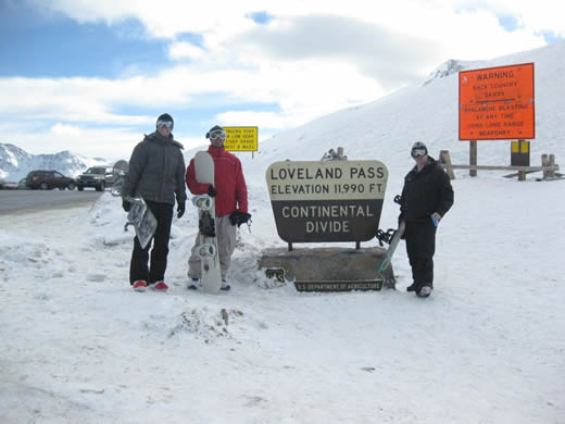 The Soup crew just about to drop into Loveland Pass