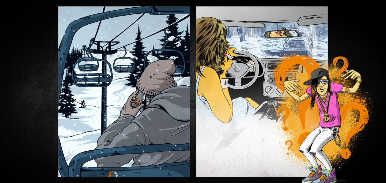 SNOWBOARD MAGAZINE: Snowboard Magazine Editorial Illustrations