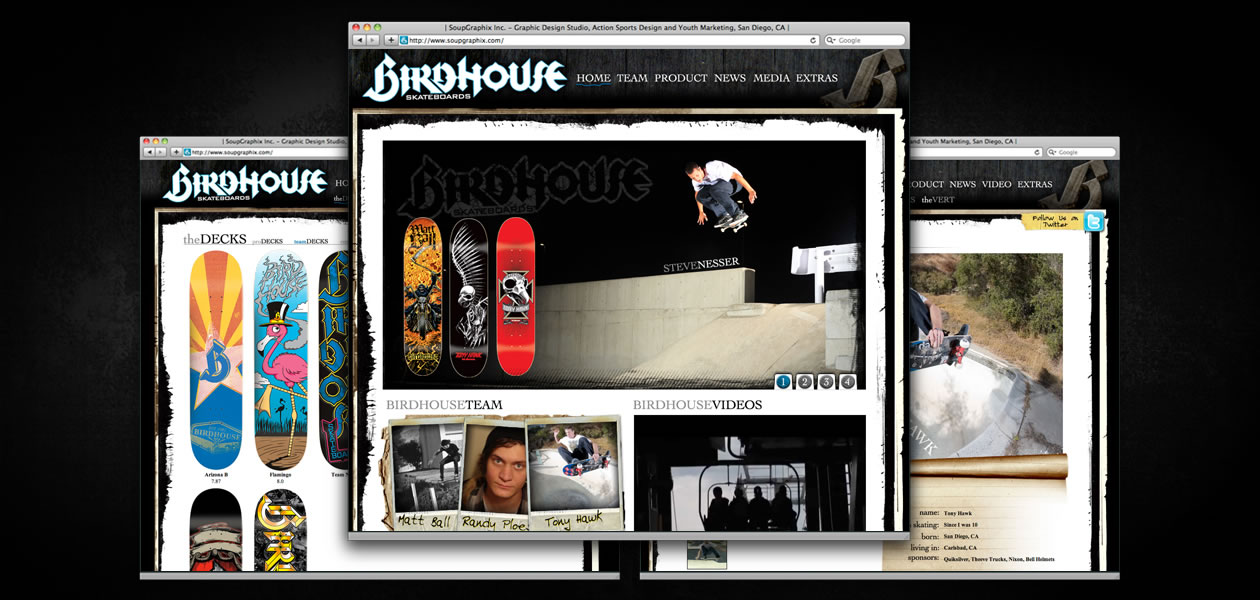 BIRDHOUSE SKATEBOARDS: Birdhouse Website Design